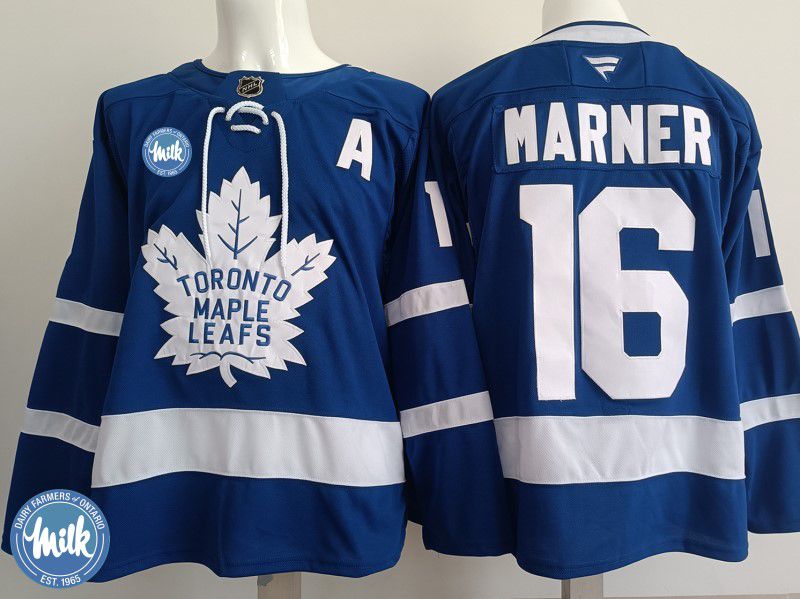 Men 2025 Toronto Maple Leafs #16 Marner Blue Fanatics Home Premium NHL Jersey style 7->toronto maple leafs->NHL Jersey